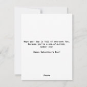 バレンタイン 恐竜 ティラノサウルス 子供 学校 楽しい シーズンカード (裏面)