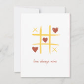 バレンタイン - 愛は常に勝つ ティックタックトー - ブランク ノートカード (正面)