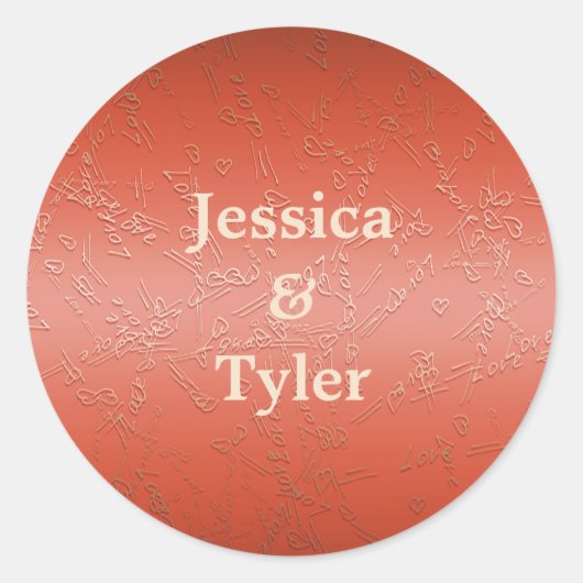 バレンタイン。愛。モノグラム。 ラウンドシール (正面)