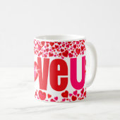 バレンタイン「愛u」ハート赤ピンク&白マグカップ コーヒーマグカップ (正面右)