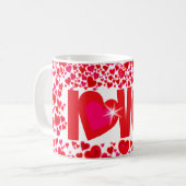 バレンタイン「愛u」ハート赤ピンク&白マグカップ コーヒーマグカップ (正面左)