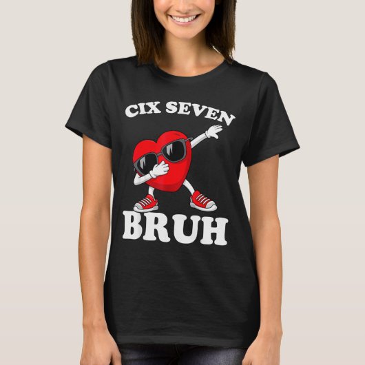 バレンタイン 楽しい 67 ブルー Meme 67 ハート 愛 Tシャツ (正面)