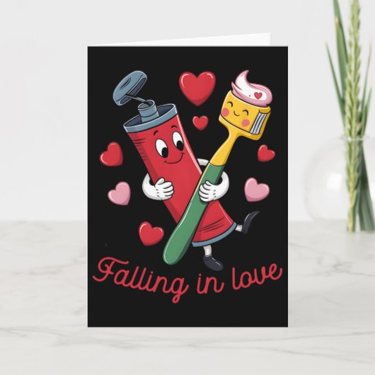 バレンタイン 歯磨き粉 ラブ 歯ブラシ 落ちる カード (正面)
