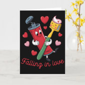 バレンタイン 歯磨き粉 ラブ 歯ブラシ 落ちる カード (黄色い花)