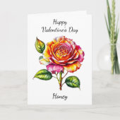 バレンタイン | 水彩バラ カード (正面)