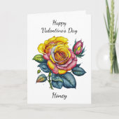 バレンタイン | 水彩バラ カード (正面)