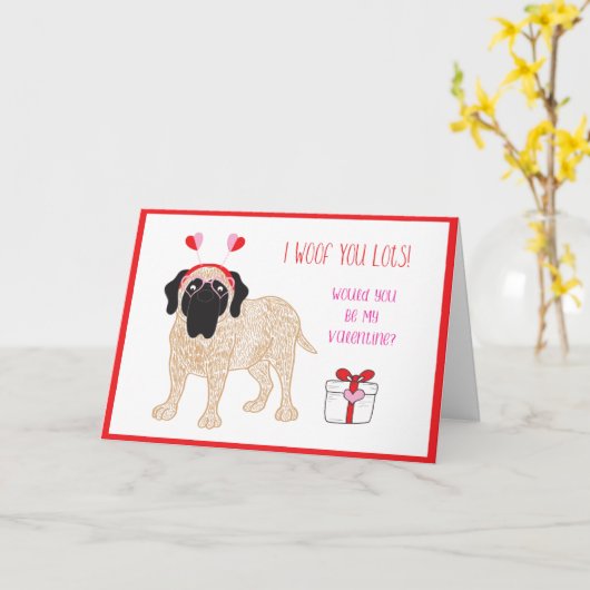バレンタイン 犬 カード (黄色い花)