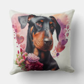 バレンタイン（犬）ドーベルマン・ピンシェル犬 クッション (裏面)