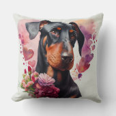 バレンタイン（犬）ドーベルマン・ピンシェル犬 クッション (正面)