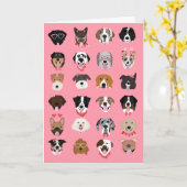 バレンタイン 犬 顔 パターン カード (黄色い花)