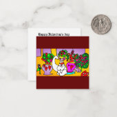 バレンタイン 猫が遊ぶ ムグ ウッド ボックス サイン マグネット ノートカード (正面/裏面インサイチュ)