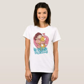 バレンタイン 猫 女性 白 Tシャツ (正面フル)