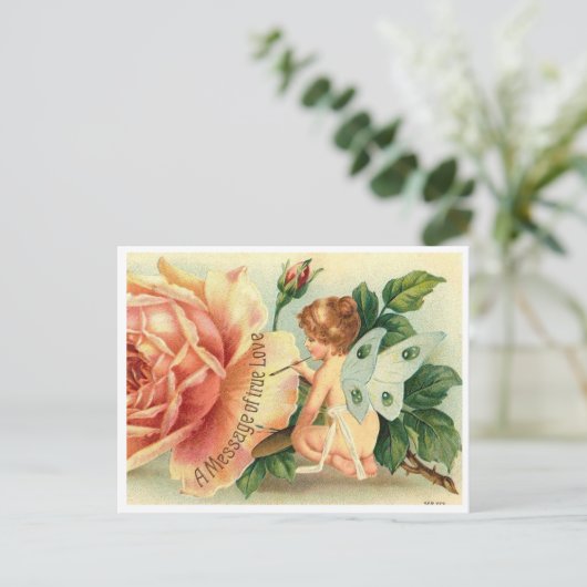 バレンタイン、真の愛のメッセージビクトリアン。 ポストカード (スタンド正面)