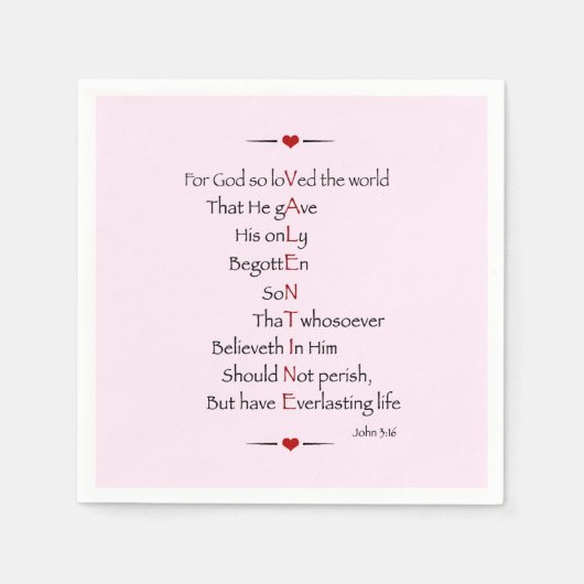 バレンタイン – 神のために世界を愛した スタンダードカクテルナプキン (正面)