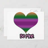 バレンタイン　私のものにしてね　紫のストライプのハート シーズンポストカード (正面/裏面)