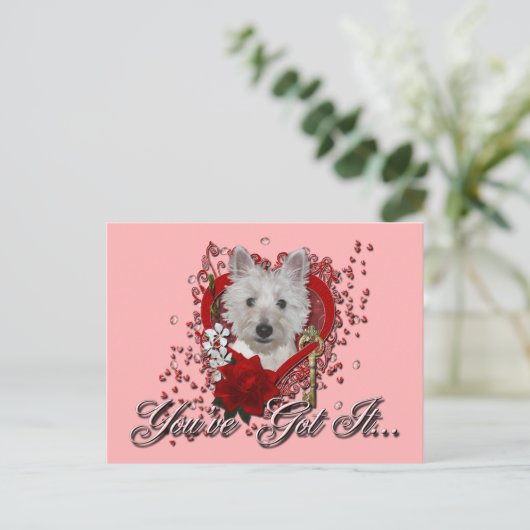 バレンタイン – 私のハートへの鍵 – ウェスティー – タンク シーズンポストカード (スタンド正面)