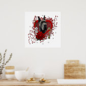 バレンタイン – 私のハートへの鍵 – グレート・ダン – グレー ポスター (キッチン)