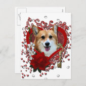 バレンタイン-私のハートへの鍵-コーギー-オーウェン シーズンポストカード (正面/裏面)