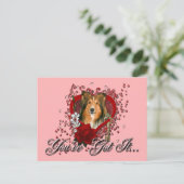 バレンタイン-私のハートへの鍵-シェットランド・シープドッグ シーズンポストカード (スタンド正面)