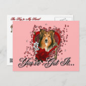 バレンタイン-私のハートへの鍵-シェットランド・シープドッグ シーズンポストカード (正面/裏面)