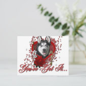 バレンタイン-私のハートへの鍵-シベリアンハスキー シーズンポストカード (スタンド正面)