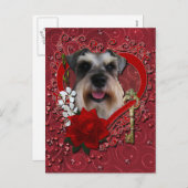 バレンタイン-私のハートへの鍵-シュナウツァー シーズンポストカード (正面/裏面)