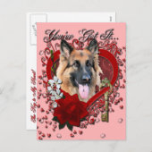 バレンタイン-私のハートへの鍵-ジャーマン・シェパード シーズンポストカード (正面/裏面)