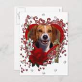 バレンタイン-私のハートへの鍵-ビーグル犬 シーズンポストカード (正面/裏面)