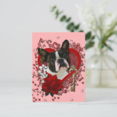 バレンタイン-私のハートへの鍵-ボストンテリア シーズンポストカード (スタンド正面)