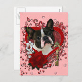 バレンタイン-私のハートへの鍵-ボストンテリア シーズンポストカード (正面/裏面)