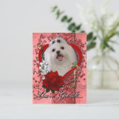 バレンタイン-私のハートへの鍵-マルチーズ シーズンポストカード (スタンド正面)