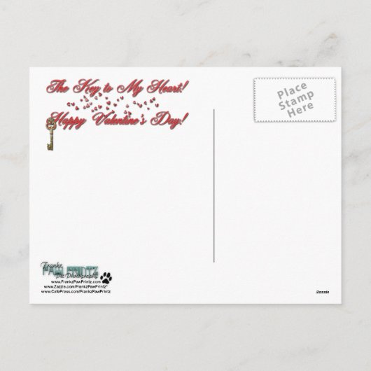 バレンタイン-私のハートへの鍵-マルチーズ シーズンポストカード (裏面)