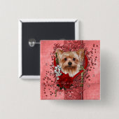 バレンタイン-私のハートへの鍵-ヨークシャテリア 缶バッジ (正面&裏面)