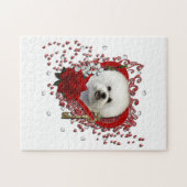 バレンタイン-私のハートへの鍵- Bichon Frise ジグソーパズル (横)