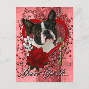 バレンタイン – 私のハートへの鍵- Boston Terrier シーズンポストカード