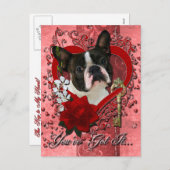 バレンタイン – 私のハートへの鍵- Boston Terrier シーズンポストカード (正面/裏面)