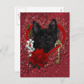 バレンタイン – 私のハートへの鍵- Cairn Terrier シーズンポストカード (正面/裏面)