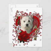 バレンタイン-私のハート西の高地テリアへの鍵 シーズンポストカード (正面/裏面)