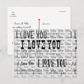 バレンタイン 結婚式 保存 日付 ポストカード 2 "I LOVE YOU" (正面/裏面)