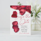 バレンタイン+結婚式 招待状 赤いバラの花びら (スタンド正面)