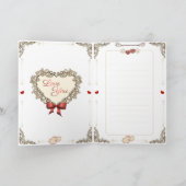 バレンタイン – 花束の女の子。 シーズンカード (内部)