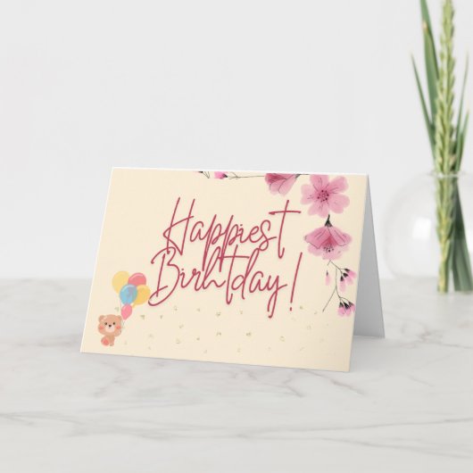 バレンタイン 誕生日カード ピンクの花 カード , 誕生日カード (正面)