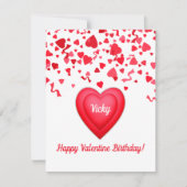 バレンタイン 誕生日 現代の赤いコンフェッティ ハート ノートカード (正面)
