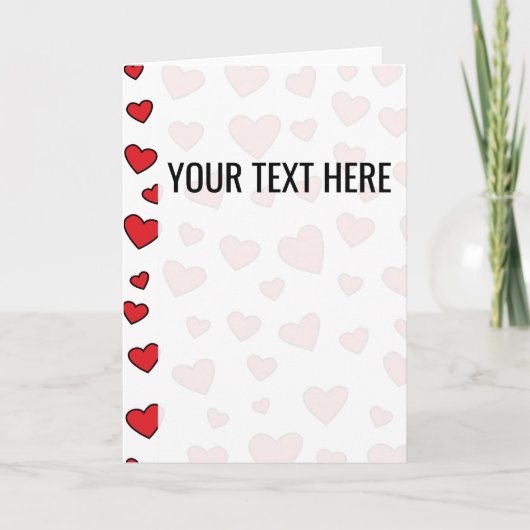 バレンタイン 赤ハート柄 お知らせ 案内状 (正面)