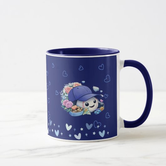 バレンタイン 野球 ブルー 可愛い マグカップ (右)