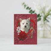 バレンタイン – 鍵へマイハートウエストハイランドテリア シーズンポストカード (スタンド正面)
