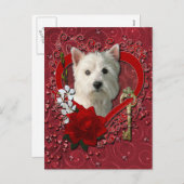 バレンタイン – 鍵へマイハートウエストハイランドテリア シーズンポストカード (正面/裏面)