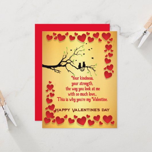 バレンタイン 鳥 カード (正面/裏面インサイチュ)