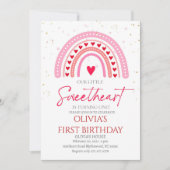 バレンタイン 1歳の誕生日招待状 バレンタインパーティー 招待状 (正面)