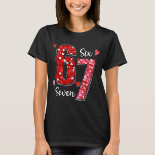 バレンタイン 67 シックス セブン ミーム ローズ ハート バレンタイン Tシャツ